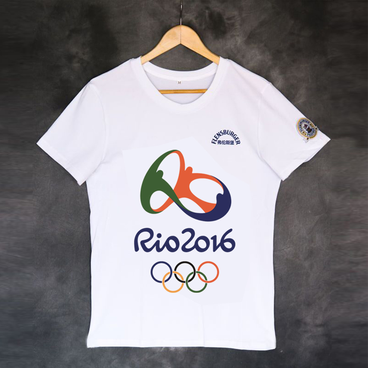 2016奥运会版白色圆领T恤L码